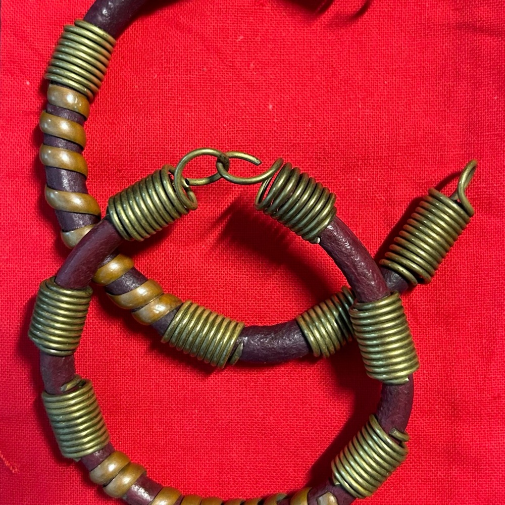 Leather and cooper bracelets. Artisan made